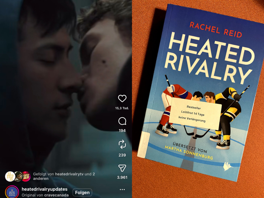 HEATED RIVALRY Screenshot Socials / als literarische Vorlage (mehr Porno als alles andere) © Marie Ketzscher